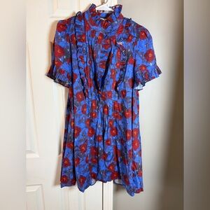 Entro Blue and Red Floral Mini Dress